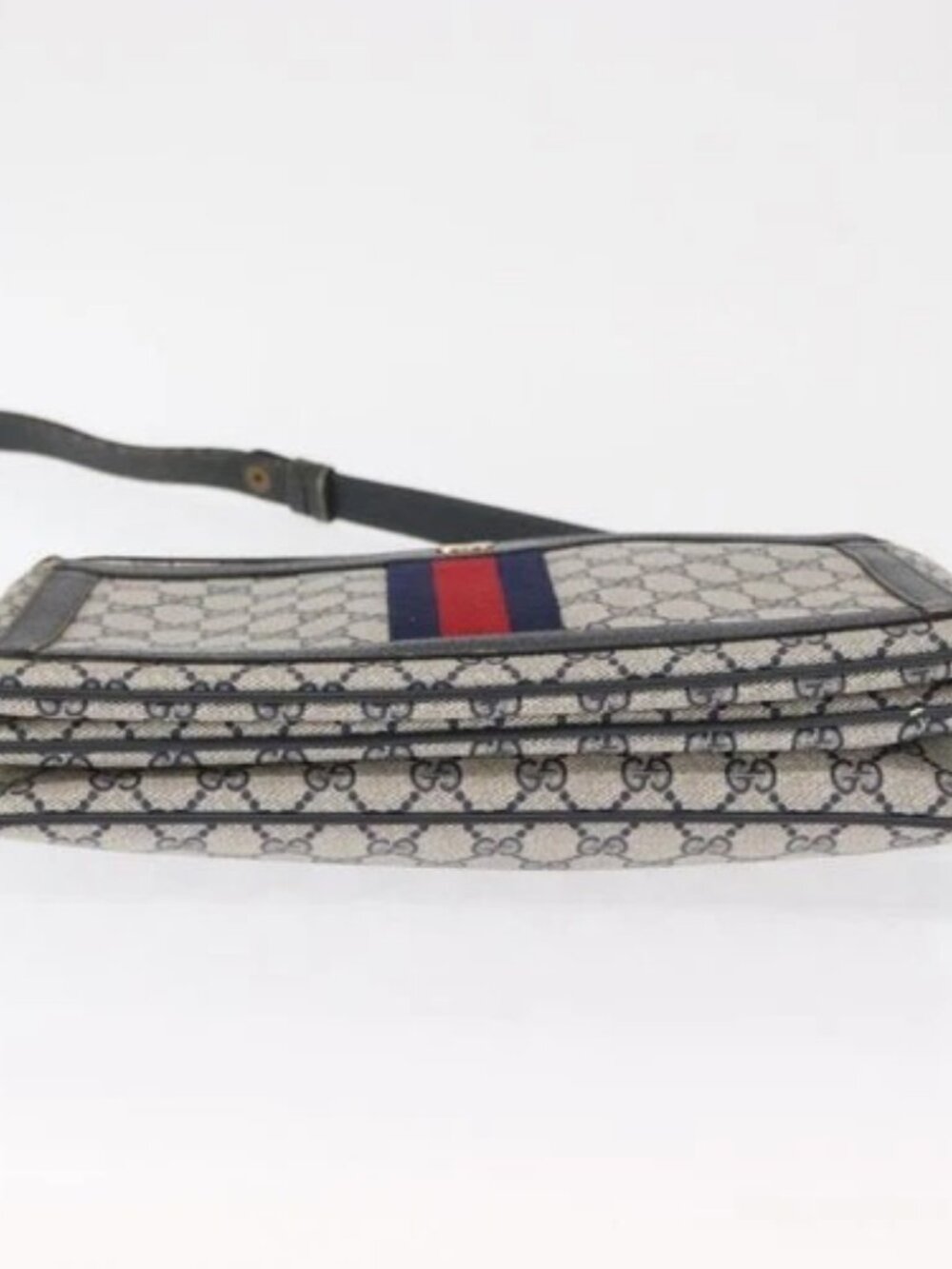 GUCCI GG Supreme Sherry Line Bag PVC Navy Gold Red 14 02 013 Auth 164136 - Picture 6 of 16